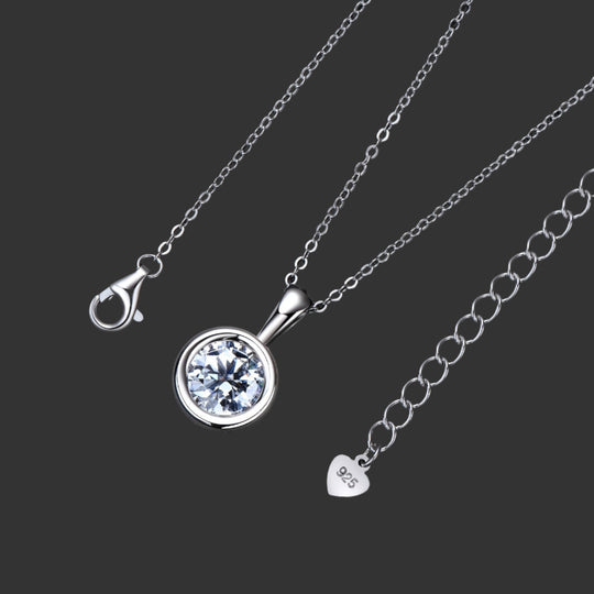 2-Carat 8mm Round Cut Moissanite Pendant Necklace