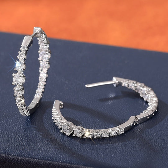 Elegant Round Zirconia Hoop Earrings