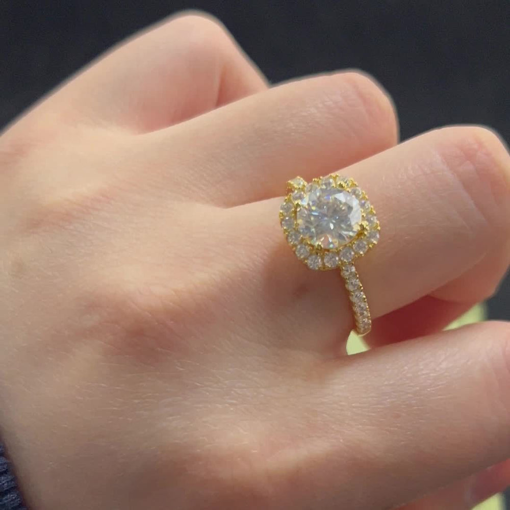 Moissanite Silver Engagement Ring