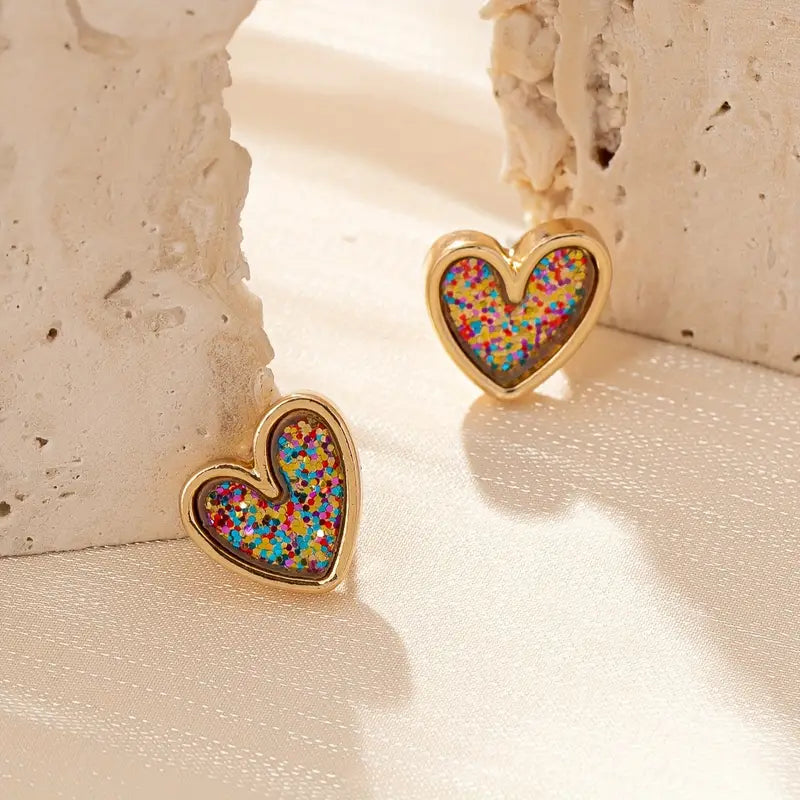 Small Heart-Shaped Stud Earrings