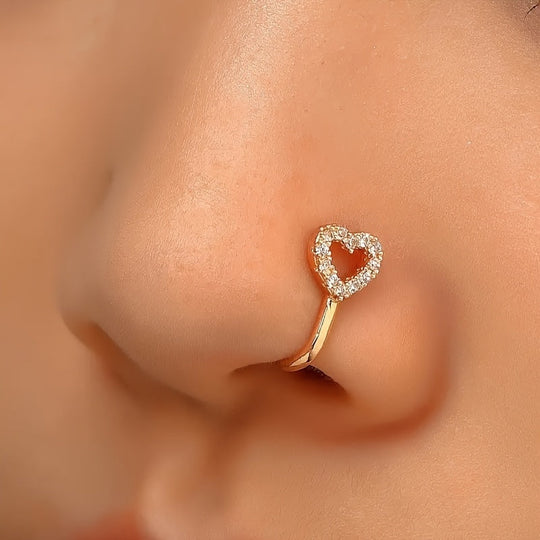 Elegant Hollow Heart Nose Ring