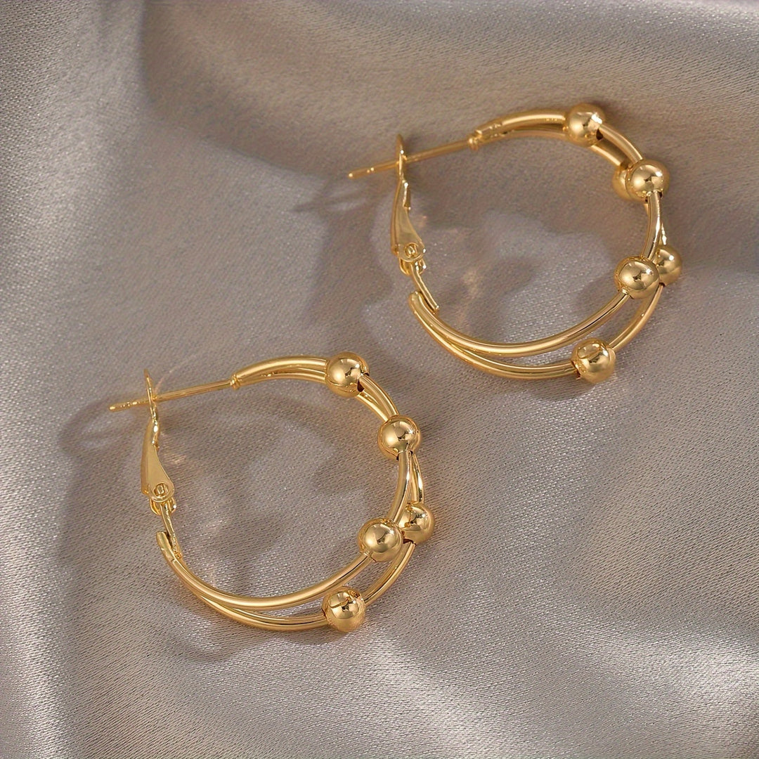Fashionable Double Band Circle Earrings