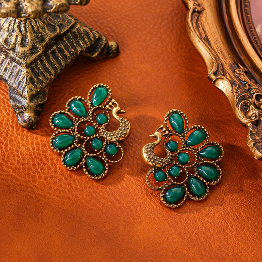 Vintage Elegant Peacock Stud Earrings