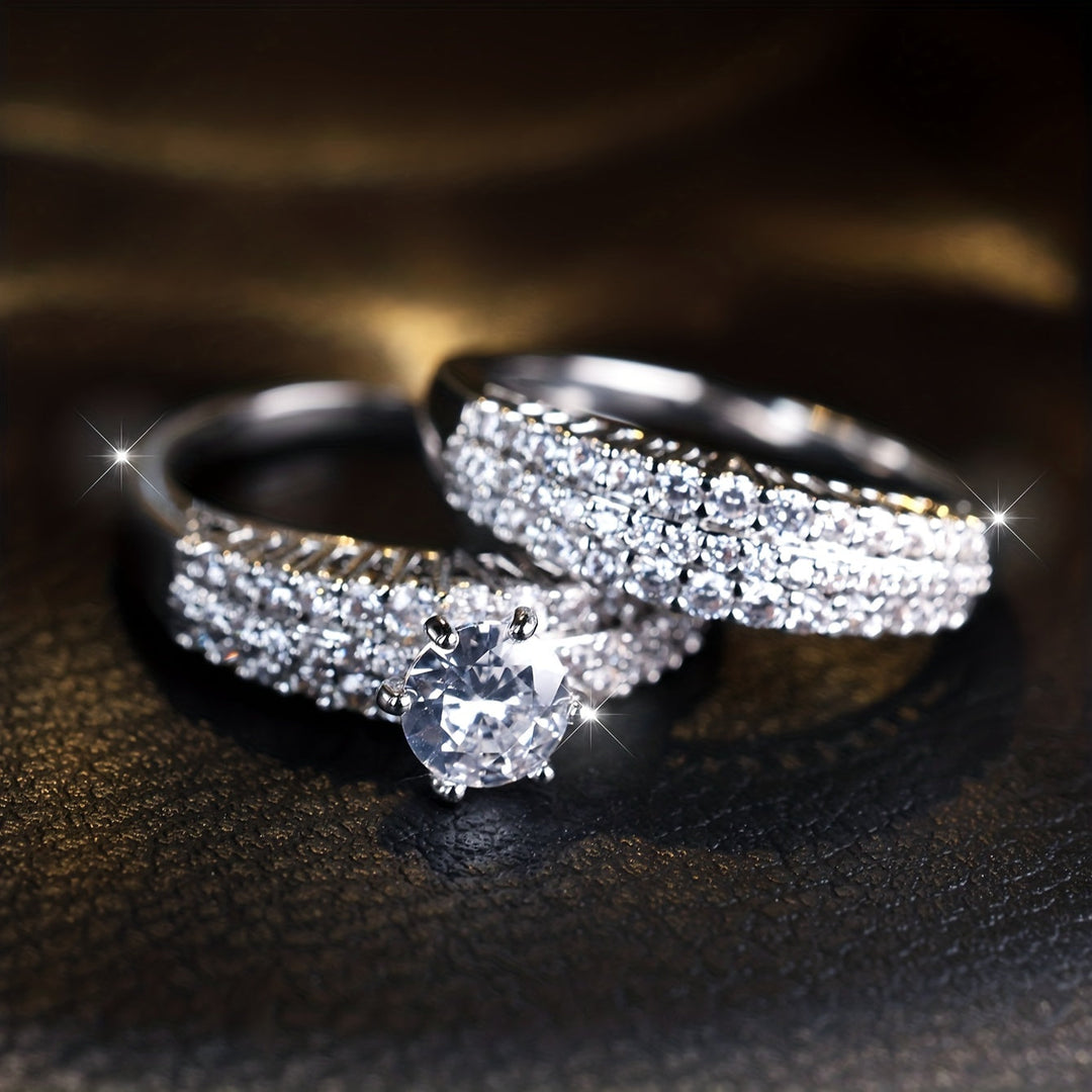 Luxury White Zirconia Ring Set