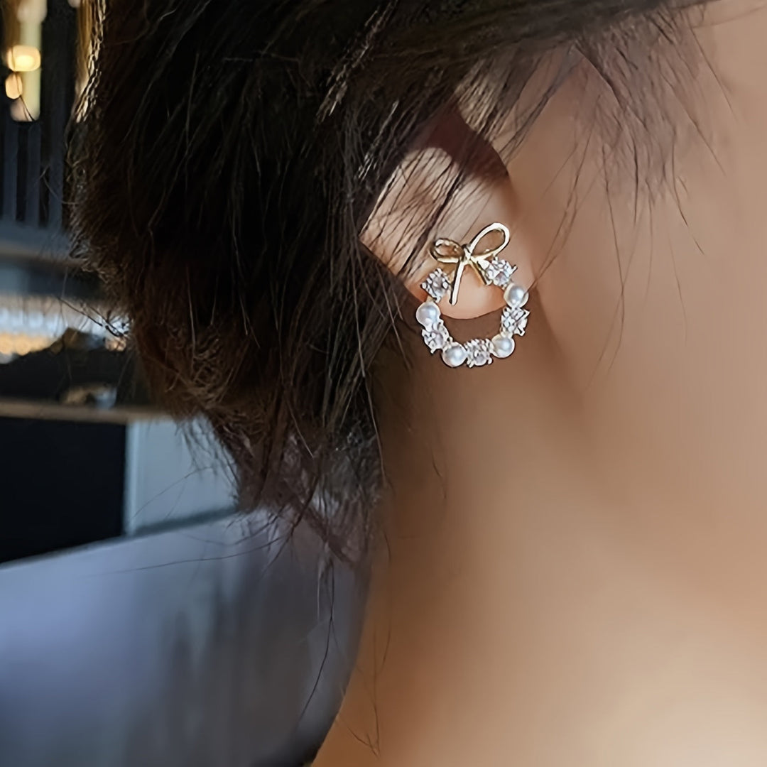 Elegant Bow Circle Hoop Earrings