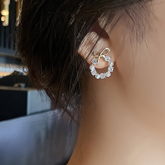 Elegant Bow Circle Hoop Earrings