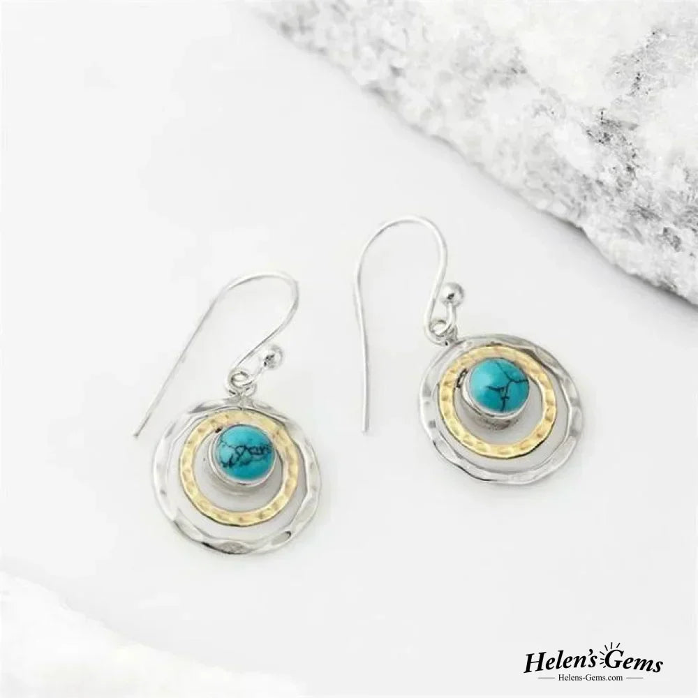 Boho Saturn Earrings Turquoise & Gold