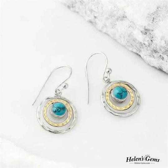 Boho Saturn Earrings Turquoise & Gold