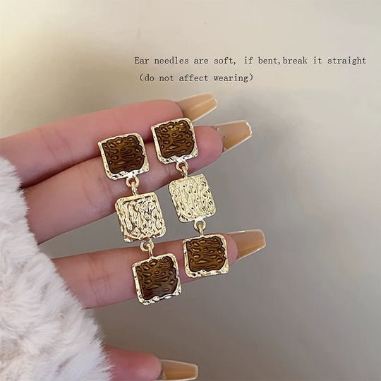 Retro Square Long Earrings