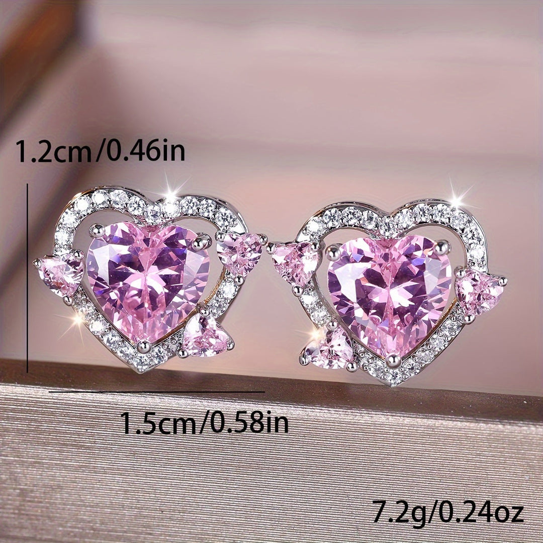 Fashionable Pink Zirconia Stud Earrings