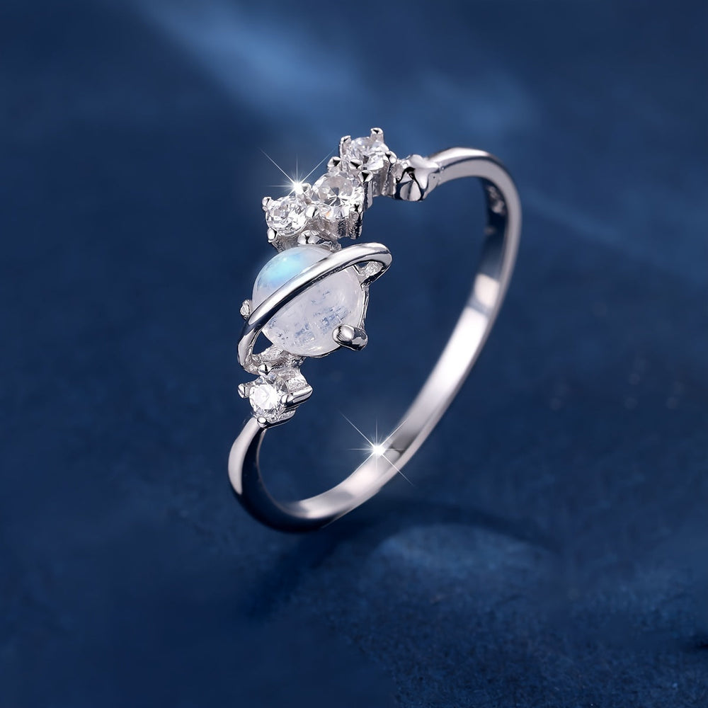 Silver Moonstone Zirconia Ring