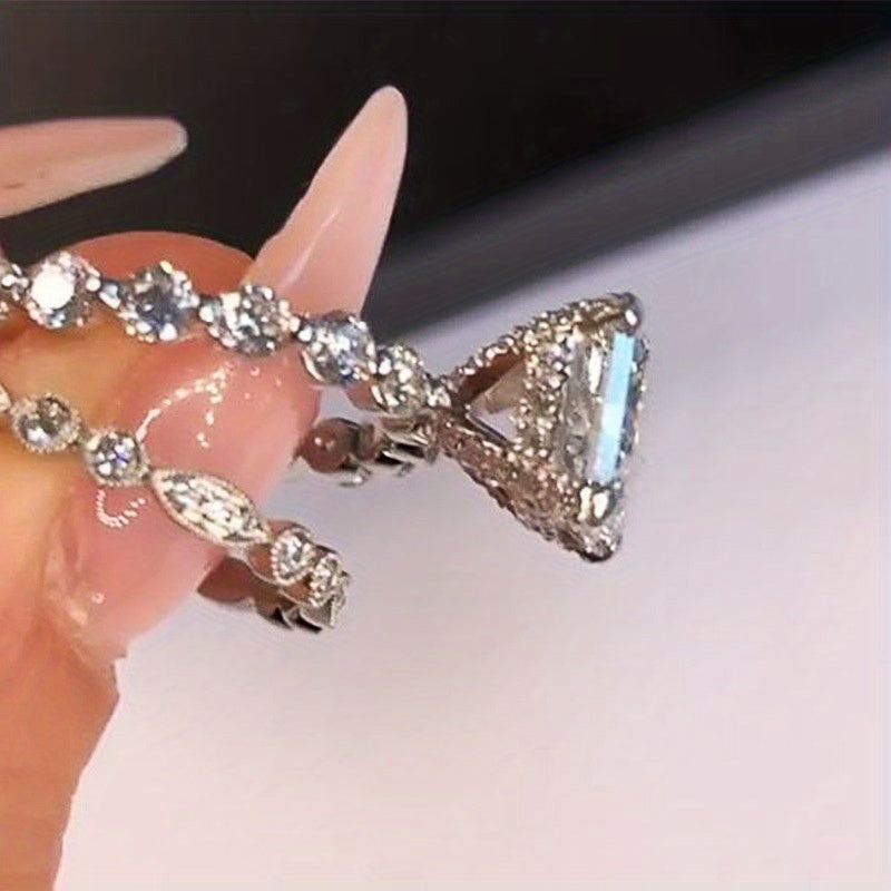 Elegant Square Cut Zirconia Ring Set