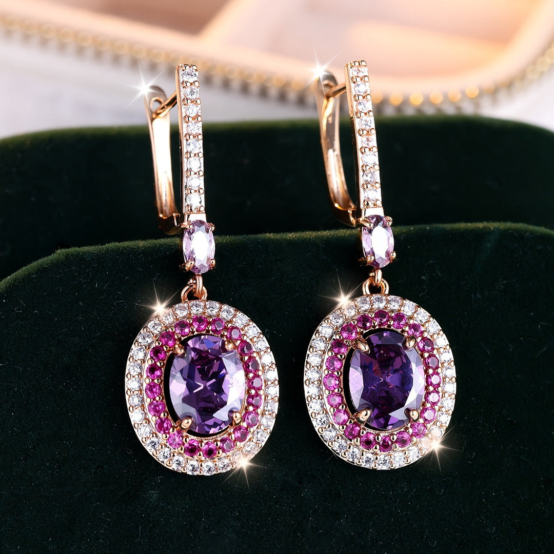 Purple Cubic Zirconia Drop Earrings