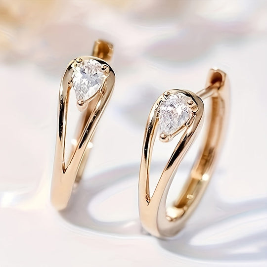 Elegant Geometric Cubic Zirconia Hoop Earrings