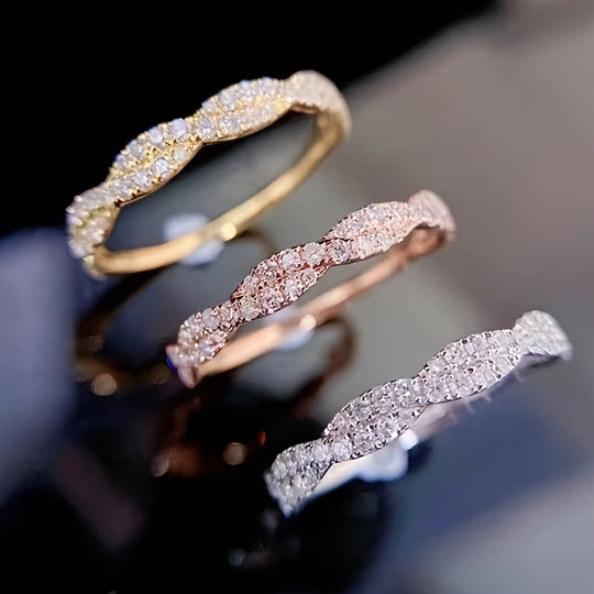 Elegant Interlaced Eternal Zirconia Ring
