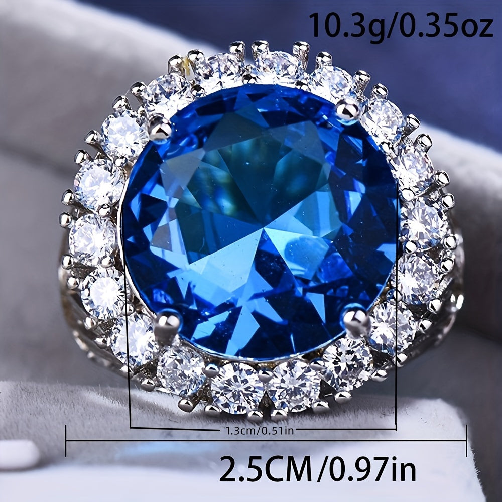 Luxurious Blue Cubic Zirconia Ring