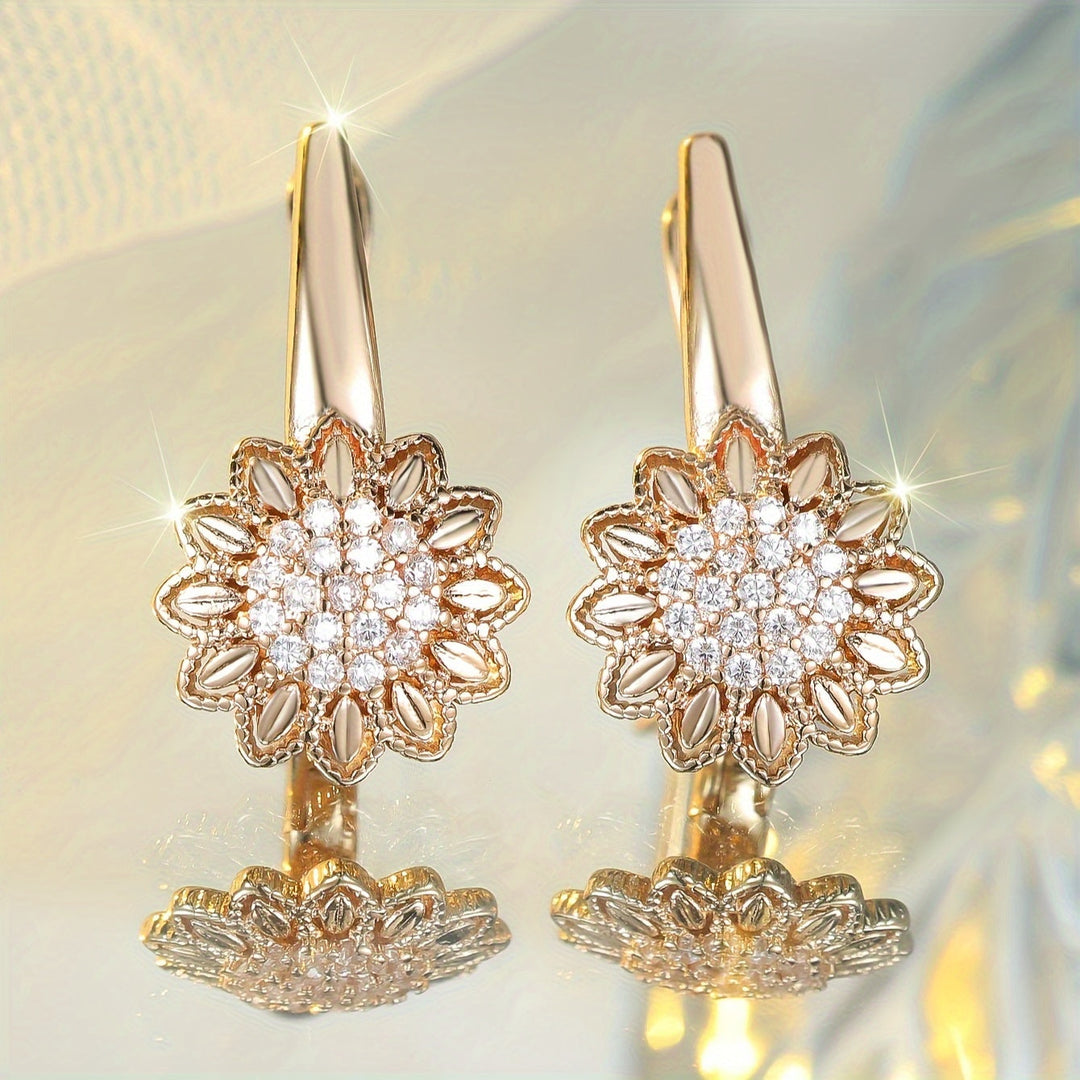 Elegant Floral Zirconia Hoop Earrings