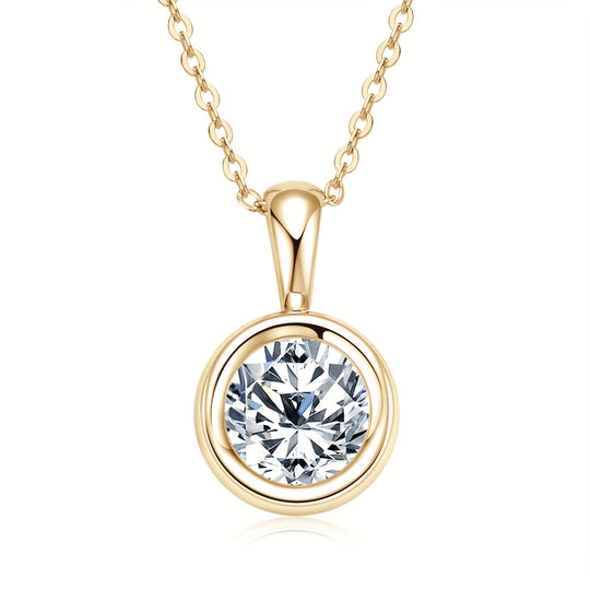 2-Carat 8mm Round Cut Moissanite Pendant Necklace