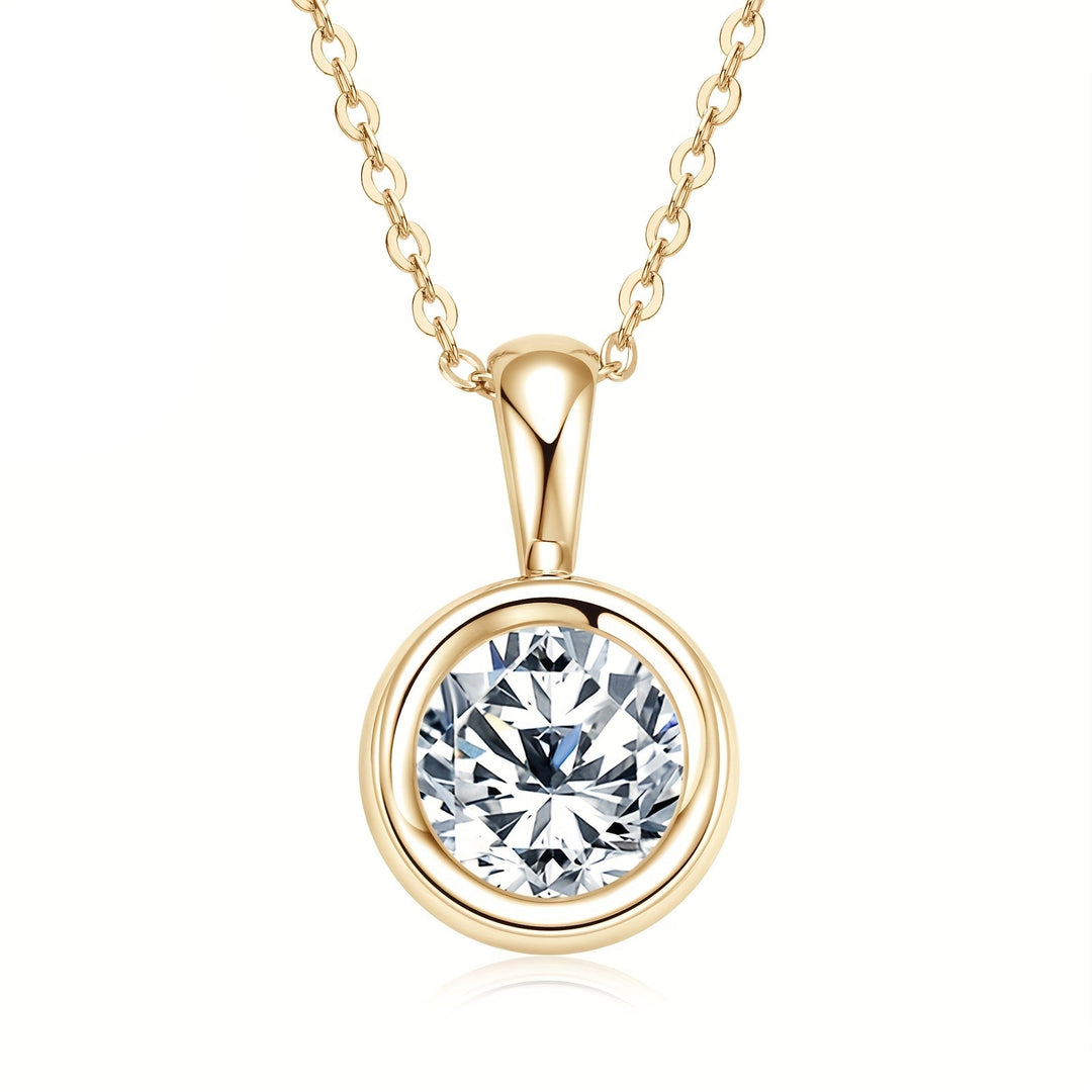 2-Carat 8mm Round Cut Moissanite Pendant Necklace