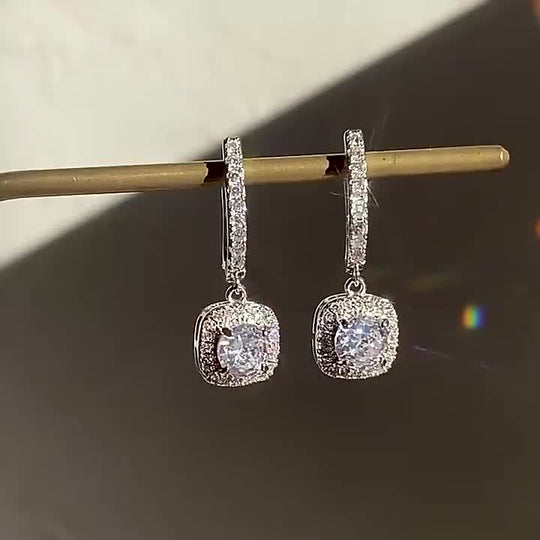 Round Moissanite Silver Earrings