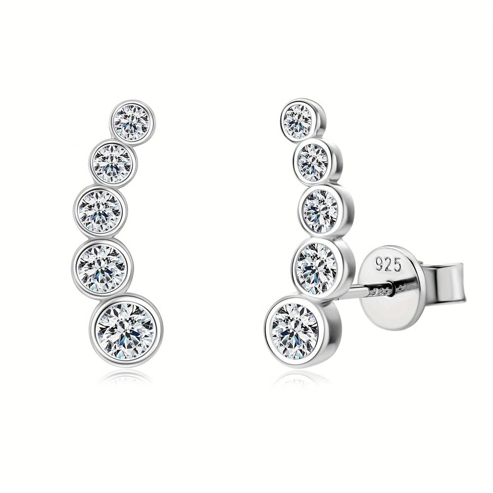 Elegant Silver Moissanite Stud Earrings