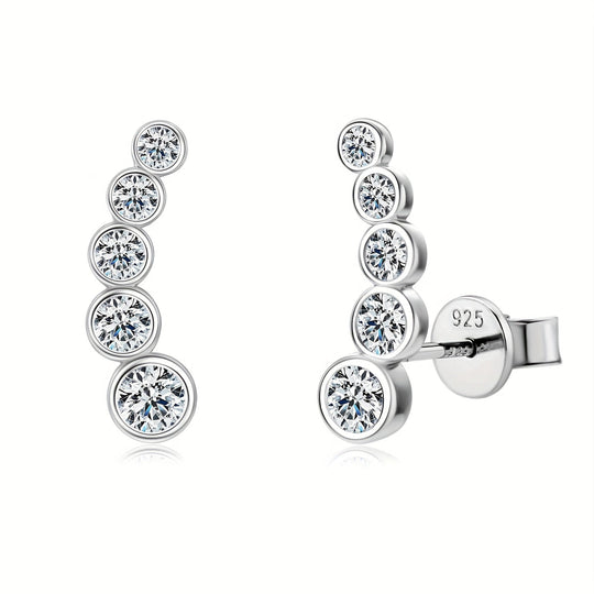 Elegant Silver Moissanite Stud Earrings