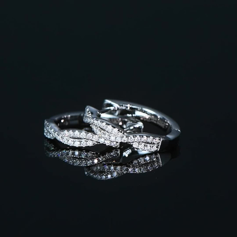 Moissanite Twisted Hoop Silver Earrings