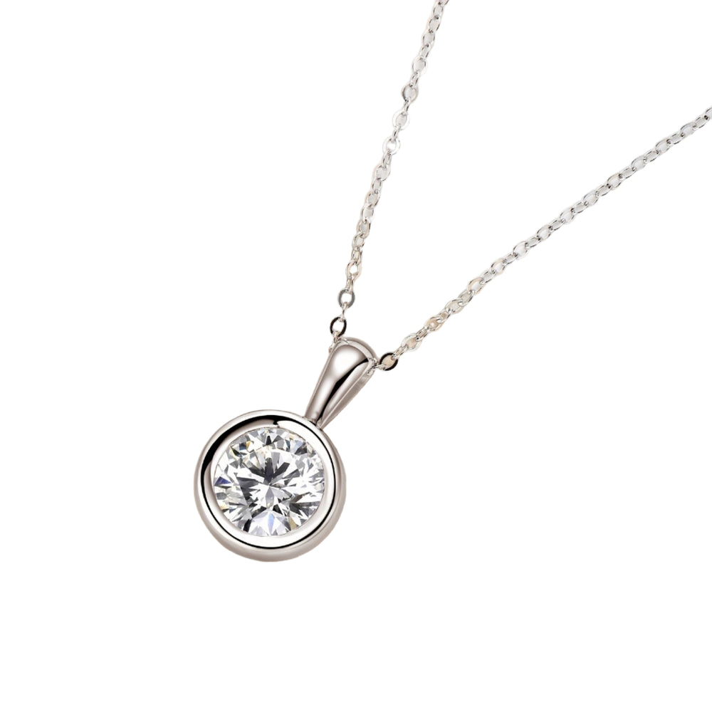 2-Carat 8mm Round Cut Moissanite Pendant Necklace