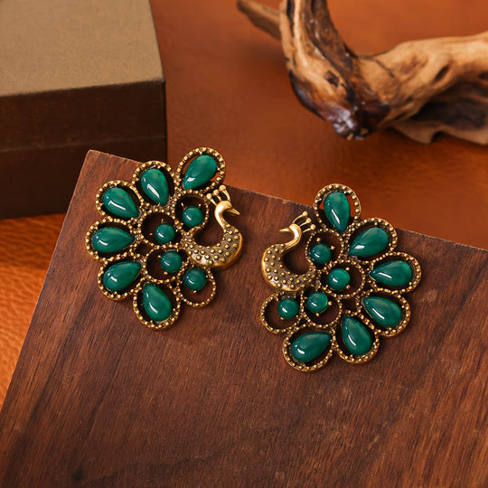 Vintage Elegant Peacock Stud Earrings