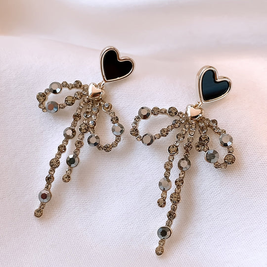 Elegant Heart-Shaped Bow Earrings