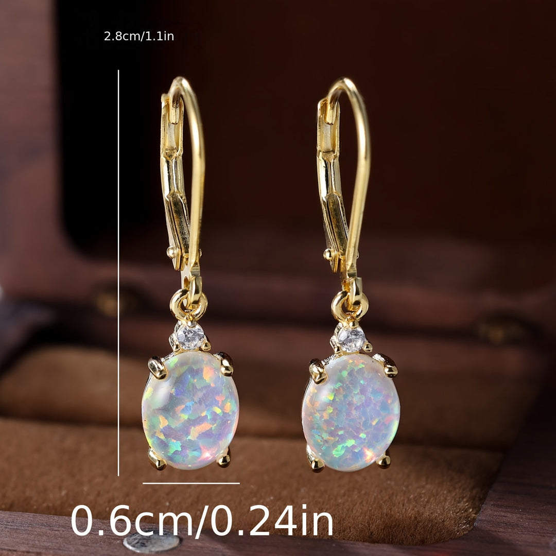 Silver Dangle Opal Earrings