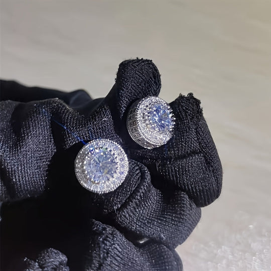Sparkling Inlaid Zirconia Stud Earrings