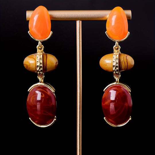 Retro Vintage Oval Teardrop Earrings