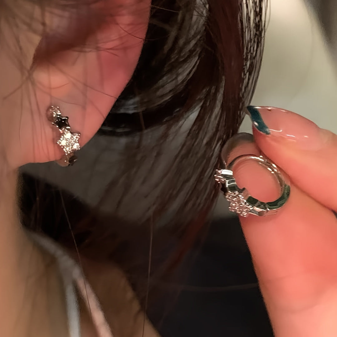 Elegant Copper Inlaid Glass Earrings
