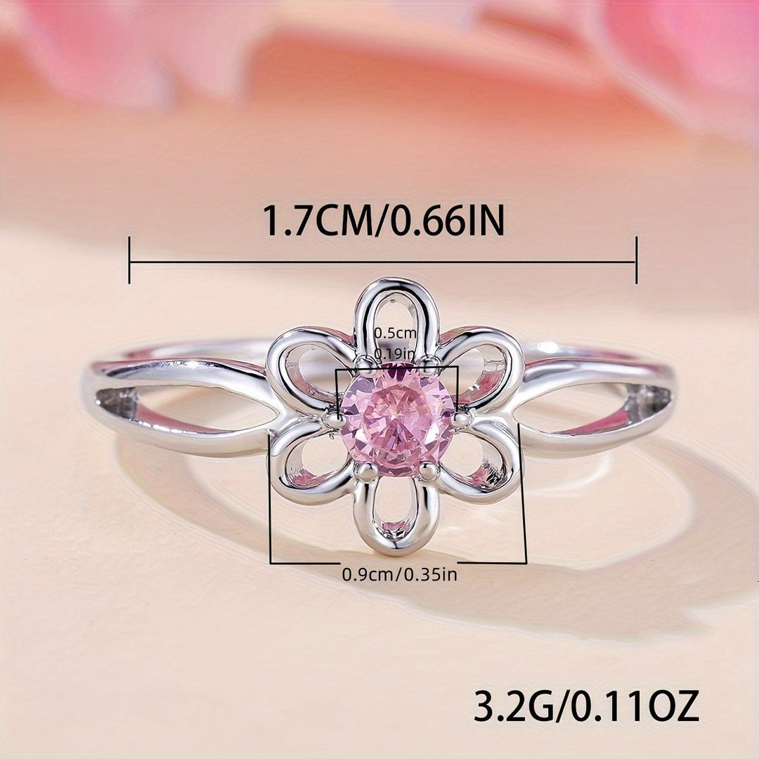 Timeless Pink Zirconia Flower Ring