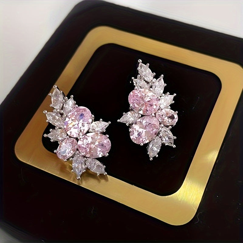 Delicate Elegant Copper Zirconia Earrings
