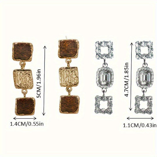 Retro Square Long Earrings