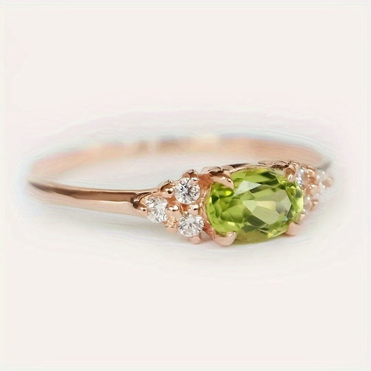Elegant Silver Peridot & Synthetic Zirconia Ring
