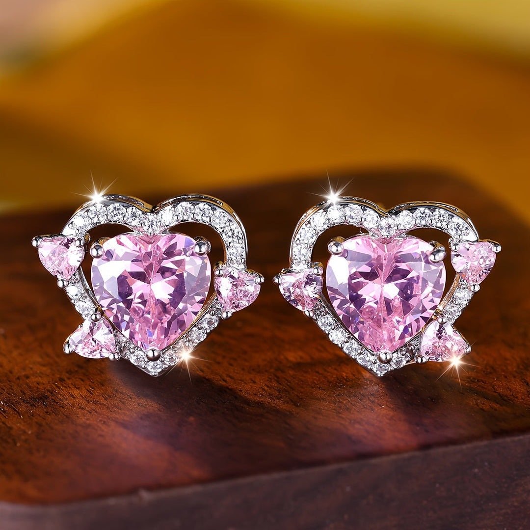 Fashionable Pink Zirconia Stud Earrings