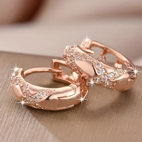 Lightweight Rose Gold Zirconia Hoop Earrings