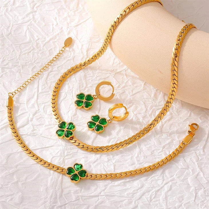 Elegant Emerald Clover Earrings