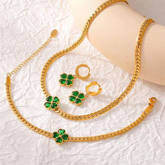 Elegant Emerald Clover Earrings