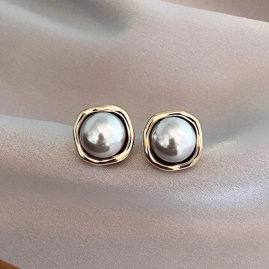 Polished Black Pearl Earrings