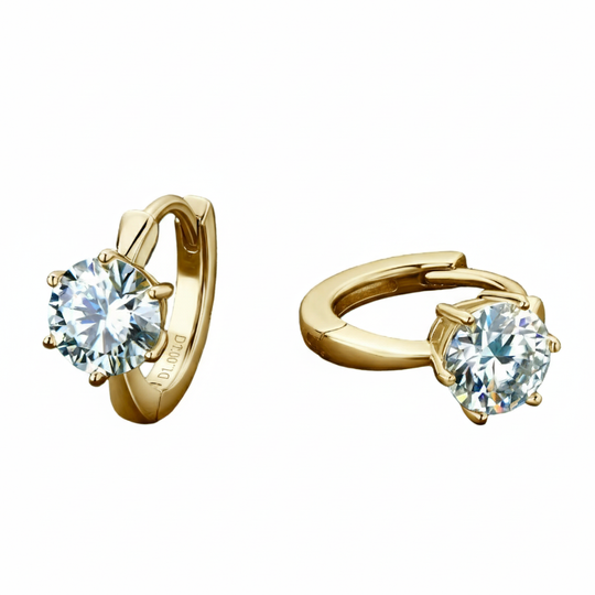 Round Moissanite Silver Earrings