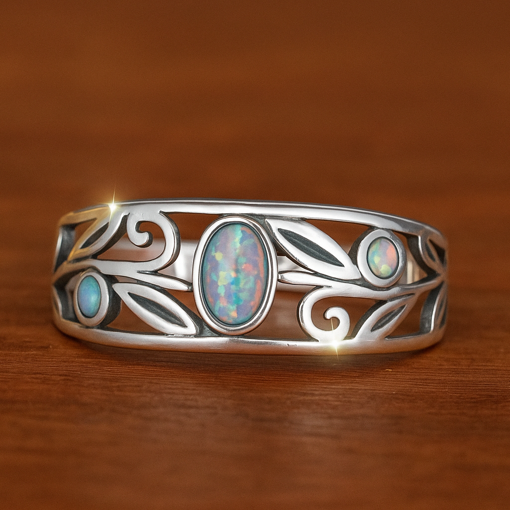 Silver Retro Opal Ring