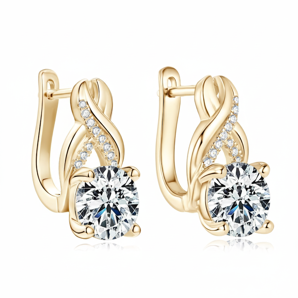Round Silver 8mm Moissanite Earrings