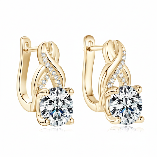 Round Silver 8mm Moissanite Earrings