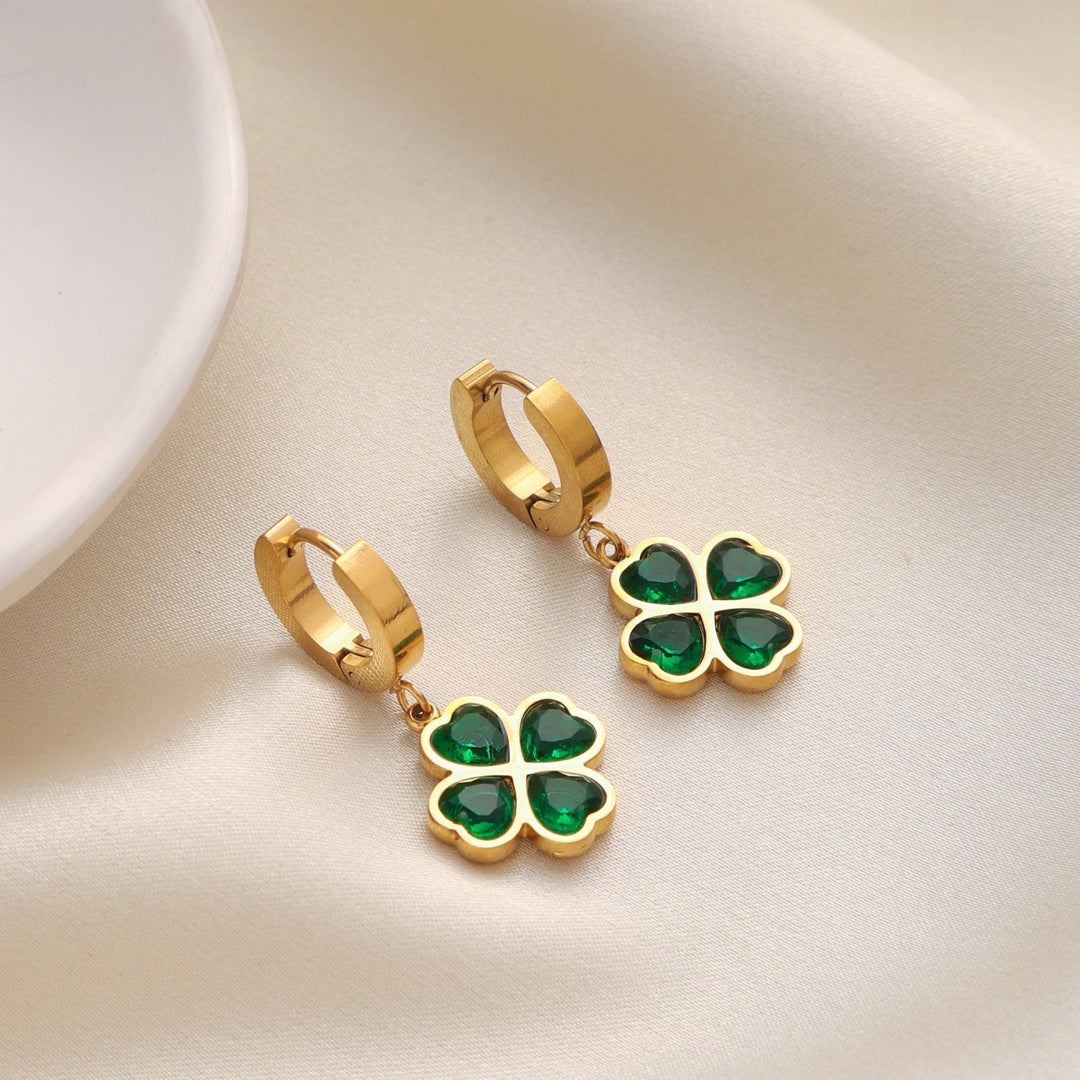 Elegant Emerald Clover Earrings