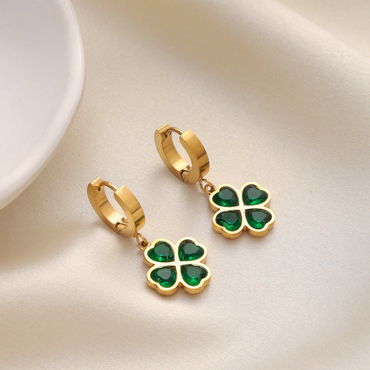 Elegant Emerald Clover Earrings