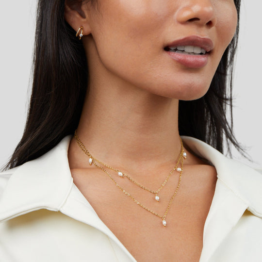 Kay Chain Necklace with Pearl Drops